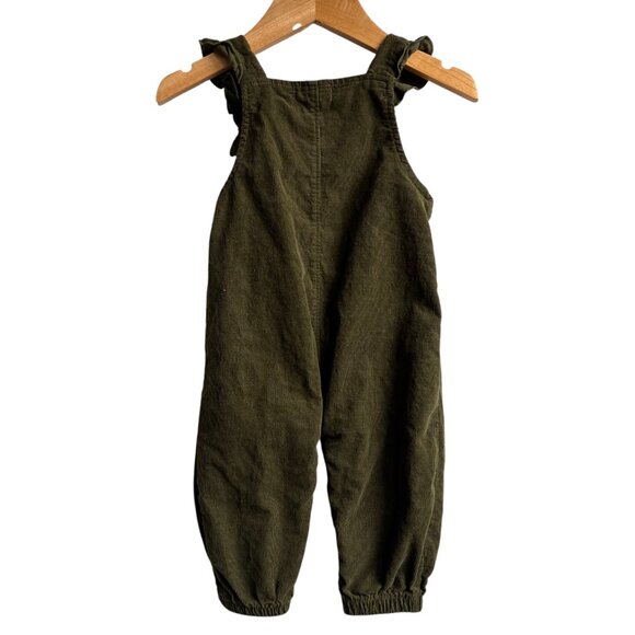 Angel Dear Ruffle Corduroy Overalls Chive Green 6-12 months - Picture 3 of 3